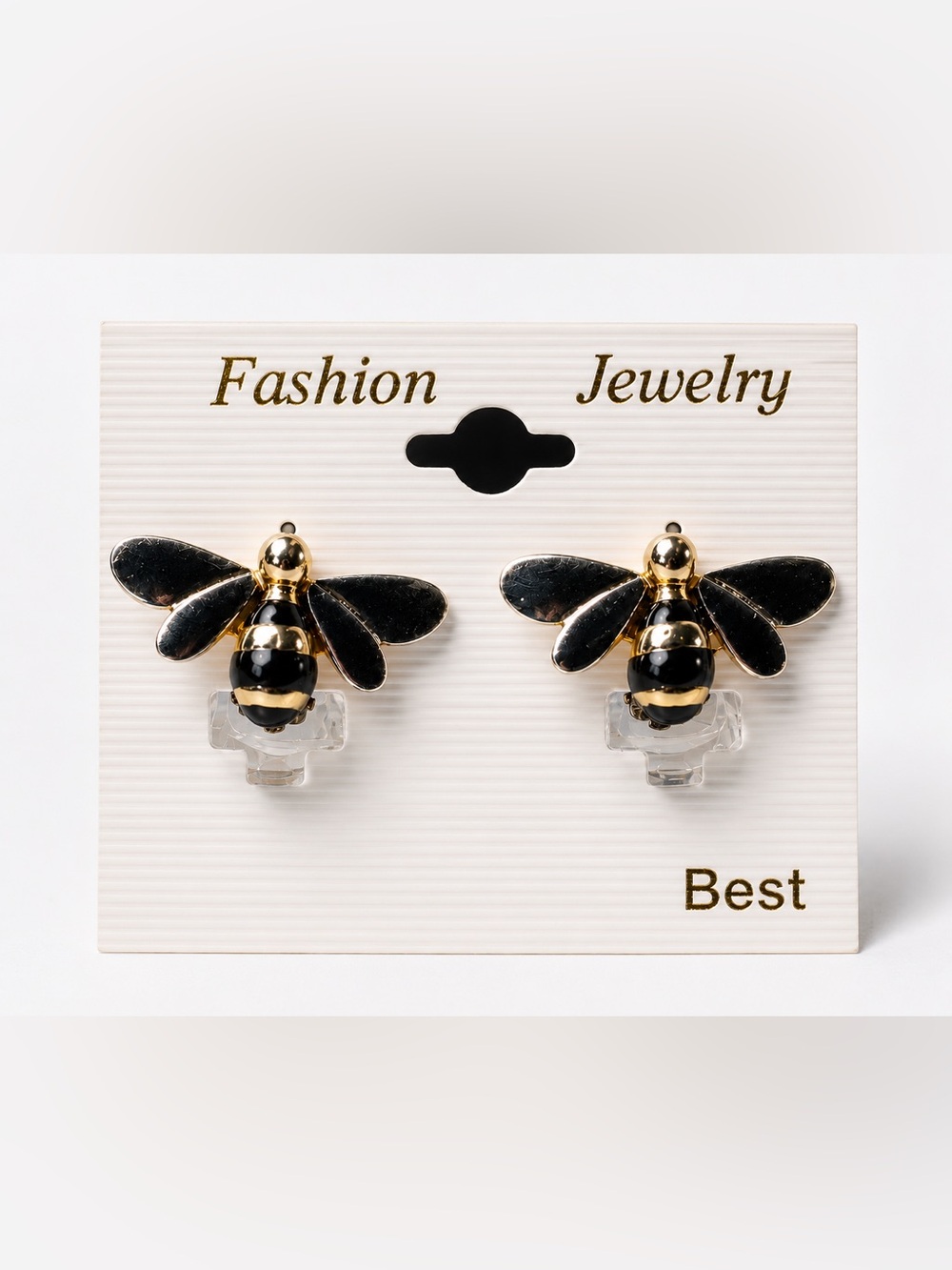 Best Bee Clip On Earrings Black Gold Tone Costume Jewelry